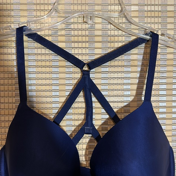 Victoria's Secret Lined Perfect Coverage Front Close Racerback Blue Bra 32DD - Picture 8 of 15
